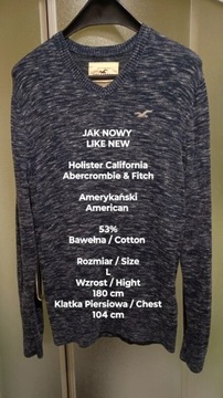 Holister California Męski sweter bawelniany, 53% Bawełna, Rozmiar L, 180 cm