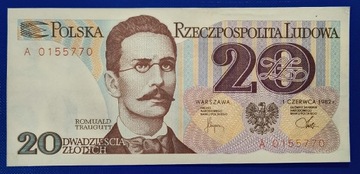 Banknot , 20 złotych 1982