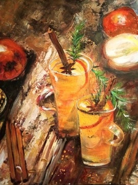 Obraz ręcznie malowany 'Apple drink" 