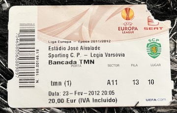 Bilet kolekcjonerski Sporting - Legia