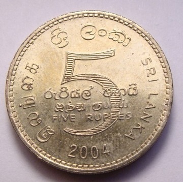Sri Lanka 5 rupii 2004 ŁADNA!