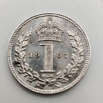 Moneta 1 pens 1907 Anglia Rzadka!!!