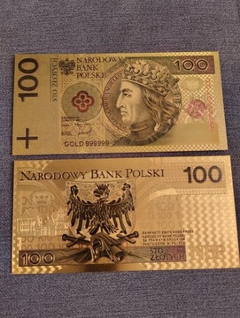 banknot pozłacany 100 złotych