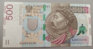 banknot 500 zł serii AA