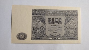 Banknot 5 złoty, 1946r.