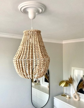 Model 1. Żyrandol lampa boho drewniane korale