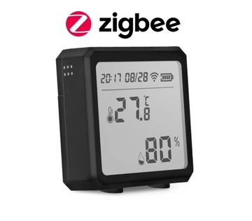 Czarny czujnik temperatury wyświetlacz ZigBee Tuya