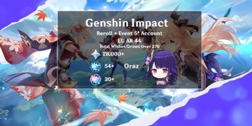 Genshin Impact Konto EU AR 44+ Baal + 270 Wish