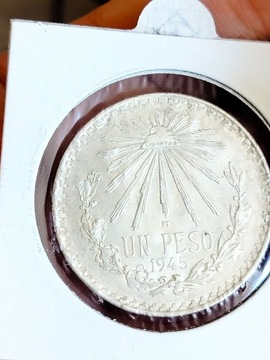 Meksyk 1 peso 1945 srebro ładna