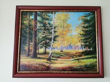 Obraz olejny R Gulczyński las jesień 