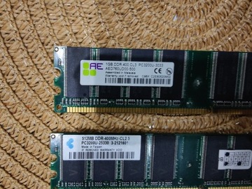 Pamięć ram 1GB DDR 400 CL3 i 512MB DDR400 CL2 5