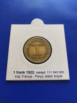 1 franc frank 1922 - FRANCJA