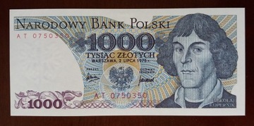 1000 zł złotych - 1975 r. seria AT - stan 1 UNC 