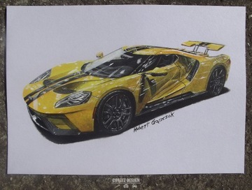 Obraz Ford GT 21x29,7cm akryl 