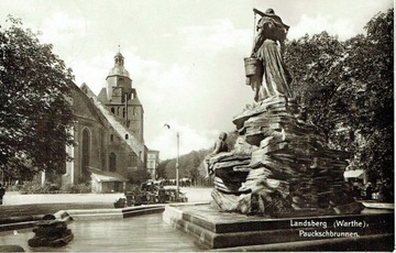 Landsberg a.W. Rynek fontanna 1937