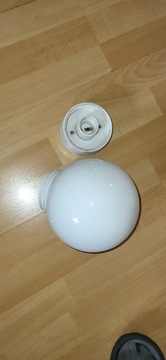 Lampa szklana - kula 15 cm + podstawa porcelanowa