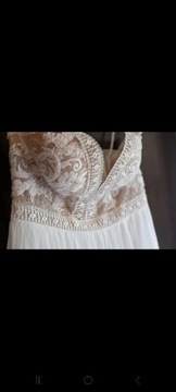 Rustykalna zwiewna suknia ślubna