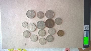 zestaw monet angielskich lata 50, 60, 70