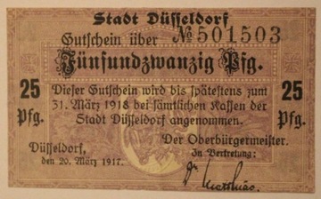 25 Pfennig 1917 Stadt  Diffeldorf, NIEMCY  