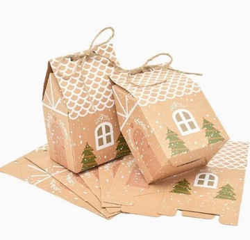 Pudełko na cukierki w kształcie świątecznego domku