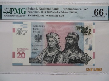 20 złotych 1050 rocznica Chrztu Polski