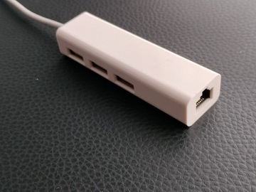 Hub, rozdzielacz USB-c na 3xUSB + kabel intenet