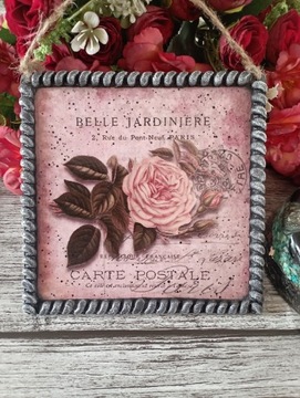 Obrazek shabby kwiaty róże Prowansja decoupage 