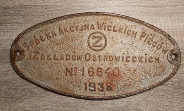 Stara tabliczka kolejowa Ostrowiec 1938