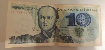 banknot 10 złotych z 1982 roku