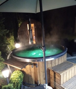 Jacuzzi ogrodowe drewniane, gorąca bania