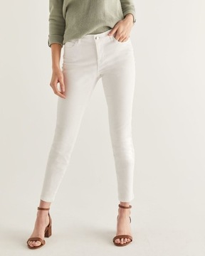 mango skinny cropped mid waist white jeans woskowa
