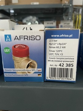 Zawór bezpieczeństwa AFRISO 2,5 bar 1/2''3/4'' C.O