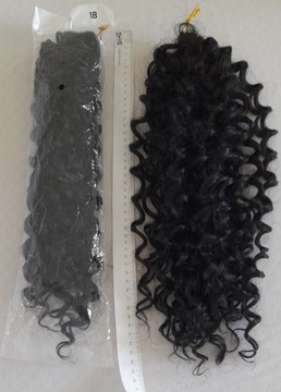 Włosy syntetyczne - dwa dopinane kucyki - długie czarne loki
