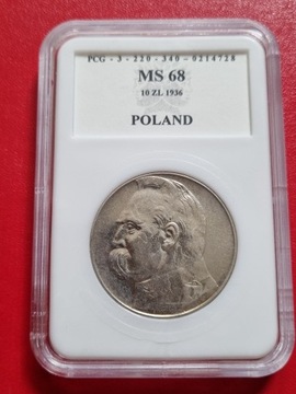 10zł 1936 Piłsudski Grading MS 68