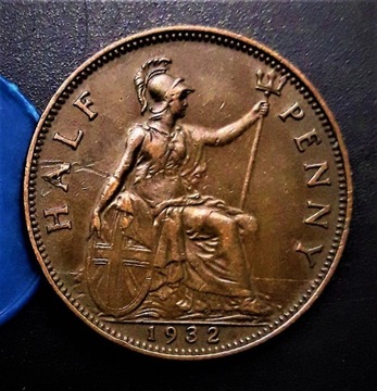 Half Penny  1932  Anglia. STAN. AU-58