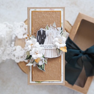 Prezent na ślub kartka ślubna w pudełku boho ślub 