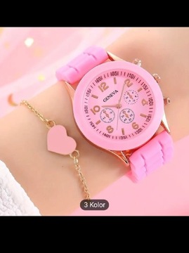  Silikonowy Romantyczny zegarek + Bransoletka 