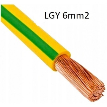 Przewód Linka LGY 1x6mm2 6mm2 żółto-zielony