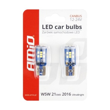 Żarówki LED CANBUS 21SMD T10 W5W White 12V 24V