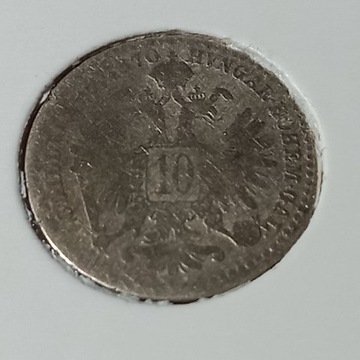 10 KRAJCARÓW z 1870 r , srebro 