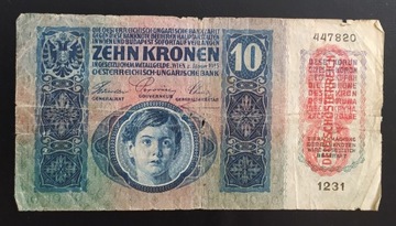 banknot 10 koron , państwo Austro-Węgry , 1915