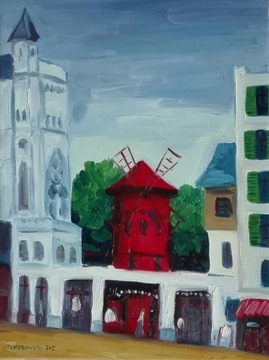 Moulin Rouge, olej, płótno, 30x40 cm.