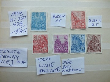 6szt. znaczki seria Mi 578 Niemcy 1959r.DDR czyste ** NRD