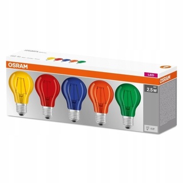 Żarówki LED Osram E27 250lm A+ różnokolorowe 5 szt