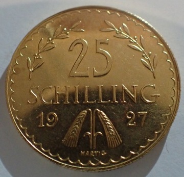 Austria 25 Schilling 1927 Au Złoto Oryginał