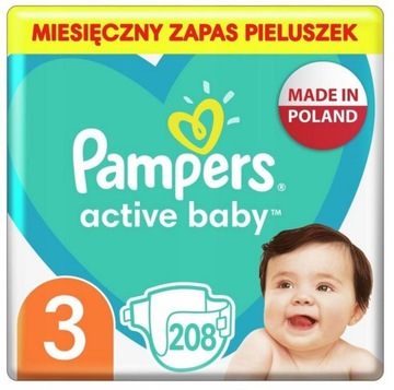 Pieluszki Pampers Active Baby Rozmiar 3 - 208 szt