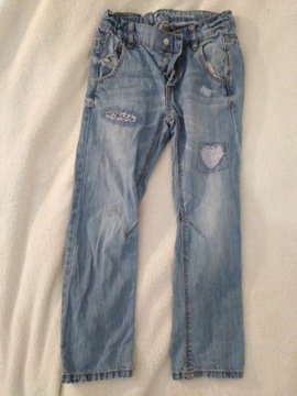 Spodnie 116 dziewczęce, cienki jeans