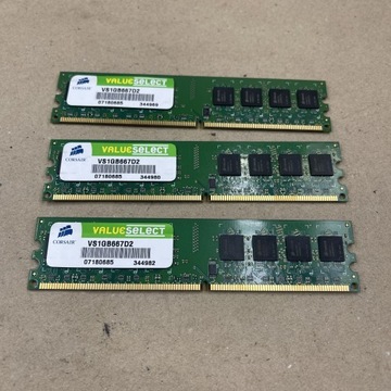 Pamięć 3x - DDR2 1GB 667MHz PC5300 Corsair