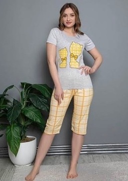 Piżama damska krótki rękaw bawełna rozmiar XL