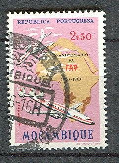 Mozambik 1963 Linie Lotnicze 10 lecie 2,50E! 